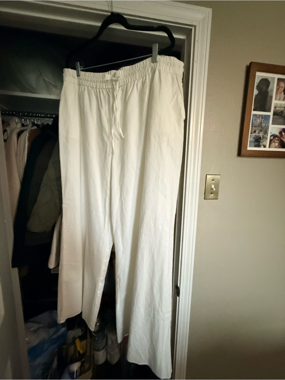 Express White Wide Leg Drawstring Pants